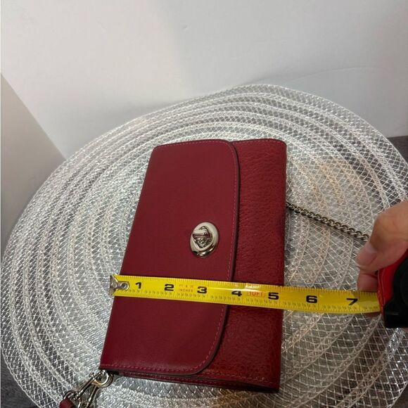 Coach Leather Chain Crossbody in Cherry Red/Silver NWT - Picture 13 of 16